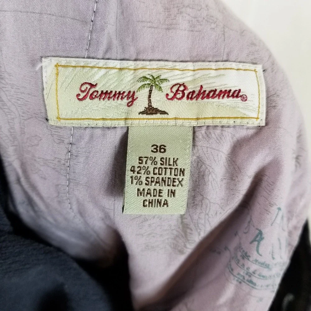 Tommy Bahama Mens 36 Silk Cotton Blend Corduroy Pants Charcoal Grey Flat Front‎